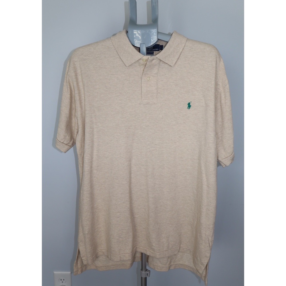 NWT Polo Ralph Lauren Men's Large Beige Cream Heather Polo Shirt